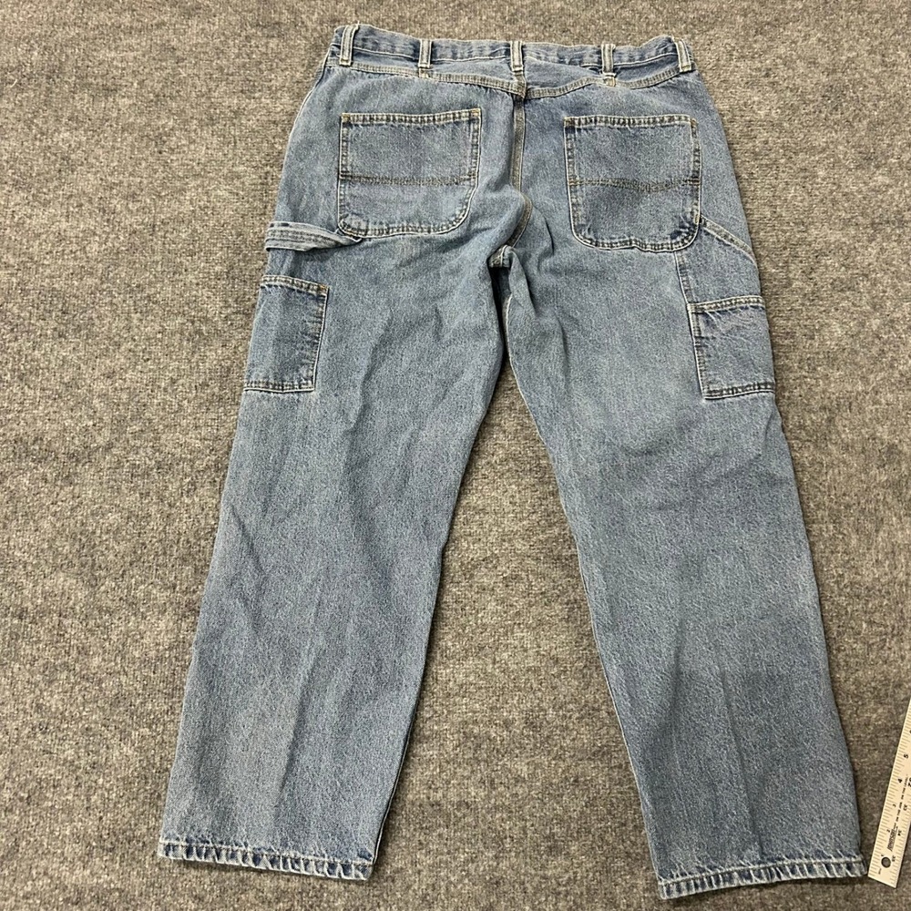 Full Blue Carpenter Jeans Mens Size 36x30 Light Wash Denim Utility Work Pants